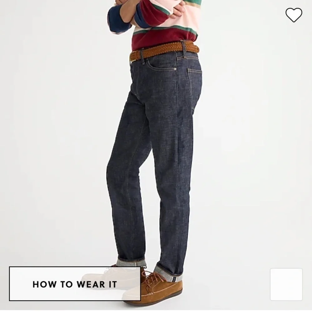 J Crew 770 Straight-fit stretch jean in indigo raw selvedge Japanese denim F4075